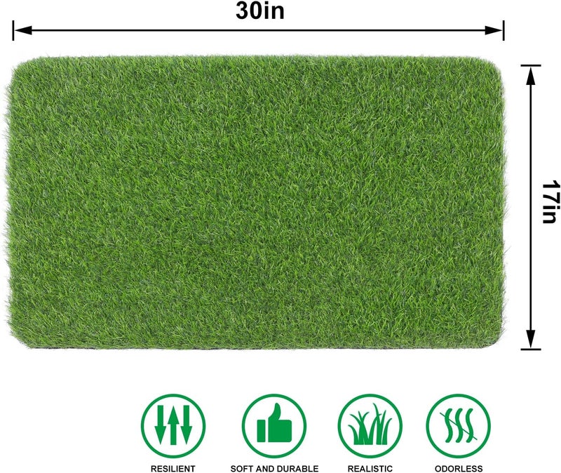OLanto Artificial Grass Door Mat, Turf Grass Front Door Mats Outdoor/Indoor, Realistic Fake Grass Rug for Entrance, Dog, Patio, Camper, Home Decor, 17” x 30” - Image 2
